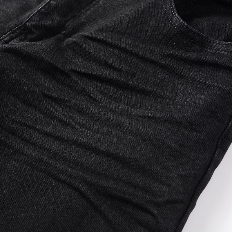 boy European And American Cross-Border Trendy Brand Black Ripped Patched Stretch Slim Fit Men's Jeans Wholesale Export_voghion.com