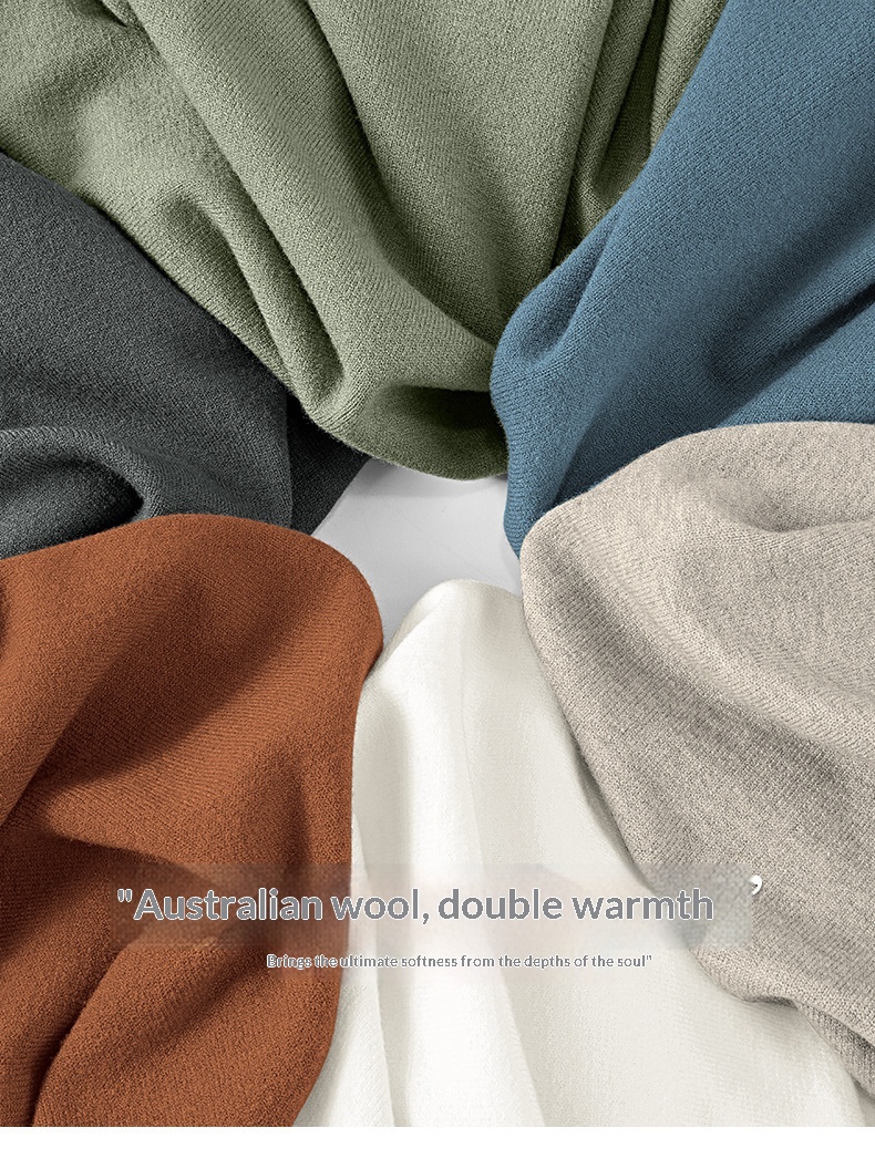 boy Boy Boy Boy Men's Wool Modal Half Turtleneck Sweater With Fleece Lining, Thickened And Warm, Simple Knitted Base Shirt_voghion.com