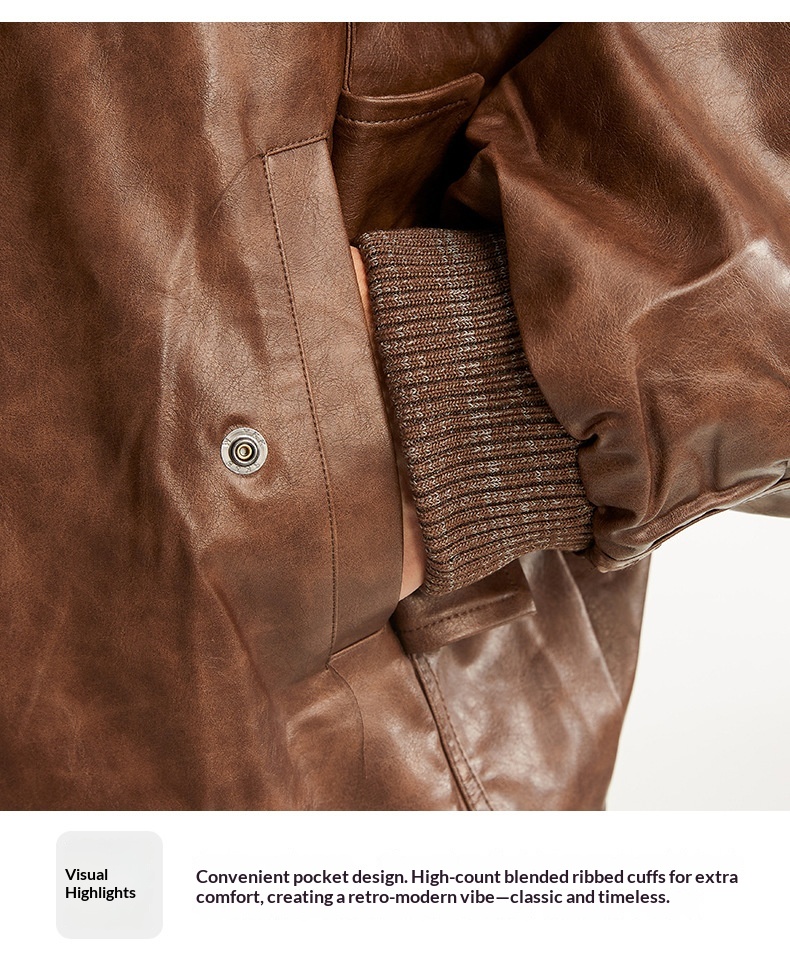 Giacca da motociclista in pelle nera stile retrò americano High Street da ragazzo, stile coppia, cappotto alla moda_voghion.com