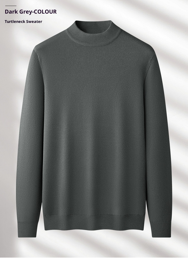 boy Boy Boy Boy Men's Wool Modal Half Turtleneck Sweater With Fleece Lining, Thickened And Warm, Simple Knitted Base Shirt_voghion.com