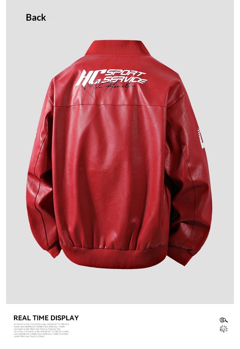 Giacca da motociclista in pelle da uomo larga, stile retrò hip-hop europeo e americano, all'ingrosso transfrontaliero_voghion.com