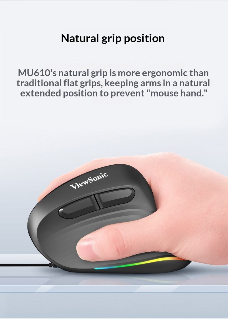 Digitex Digitex ViewSonic MW610 Ter Geçirmez Kaymaz Dikey Ergonomik Işıklı Fare Ofis ve Oyun İçin_voghion.com