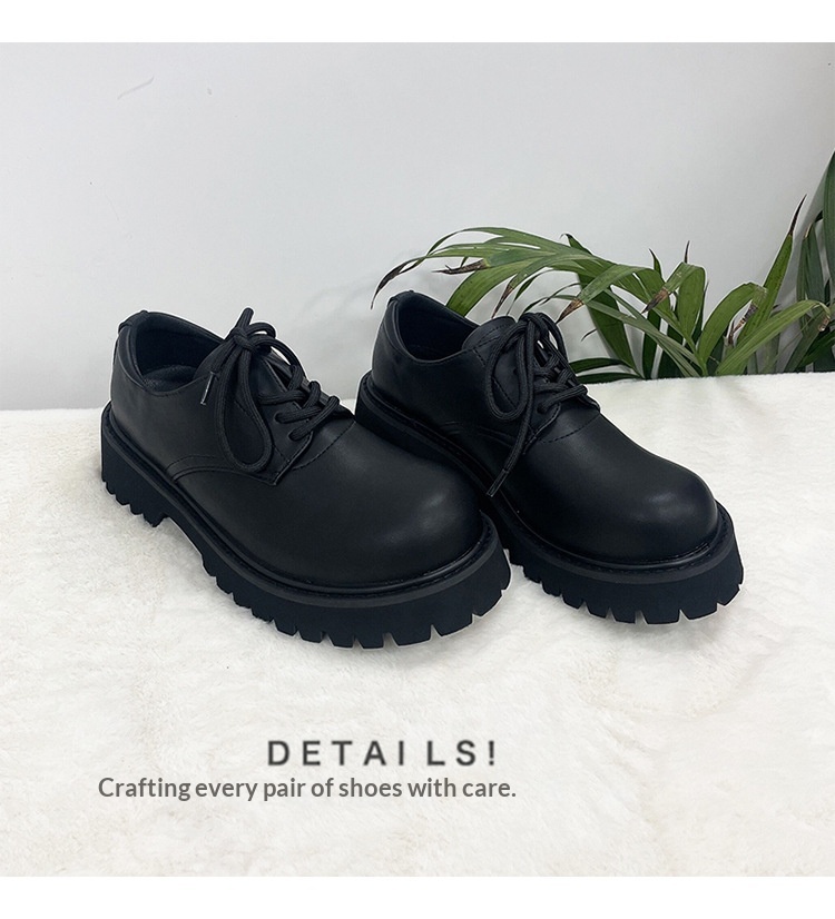 Voyage Voyage Britischer Stil Leder 2025 Frühling Herbst Unisex Runde Zehenpartie Schnürschuhe Retro Derby Loafer Dicke Sohle Bequem_voghion.com