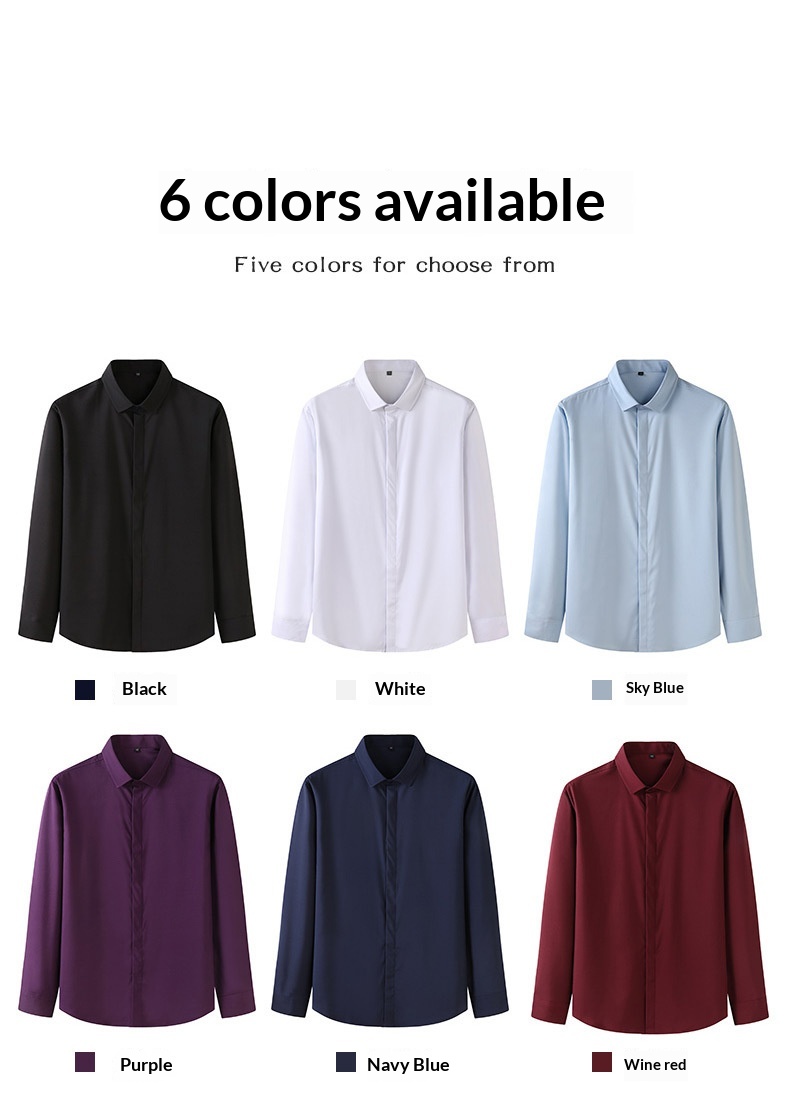 Plus Size Men's Long Sleeve Loose Casual Spring Autumn New Professional Elastic Inch Shirt For Big And Tall Men_voghion.com