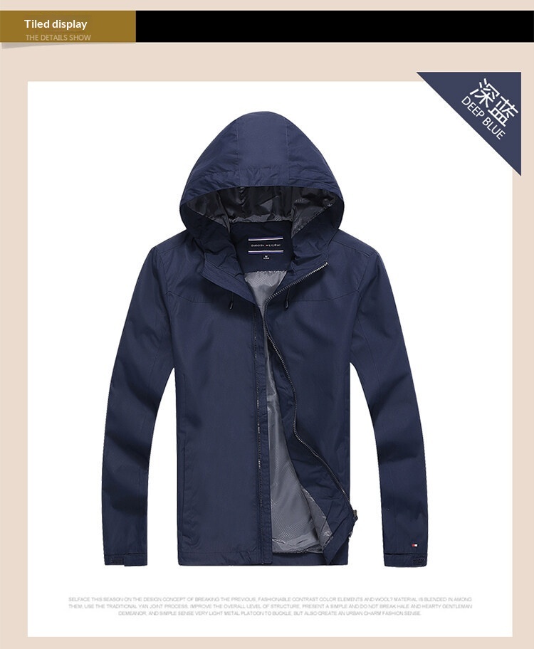 Giacca a vento da uomo con cappuccio, casual, impermeabile, sportiva, da esterno, per uomo, modello Boy 2025, primavera e autunno, vestibilità regolare_voghion.com