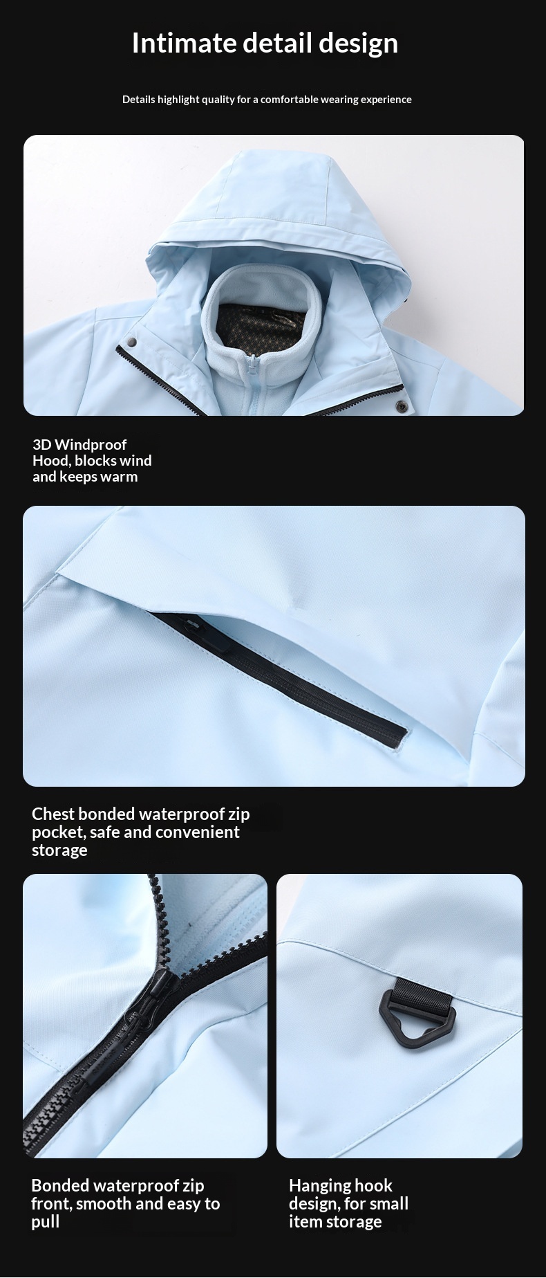 ragazzo Ragazzo Luo Tuo Stesso stile Donna Tre in Uno Escursionismo all'aperto Funzionale Foderato in Pile Idrorepellente Softshell Tre Porte_voghion.com