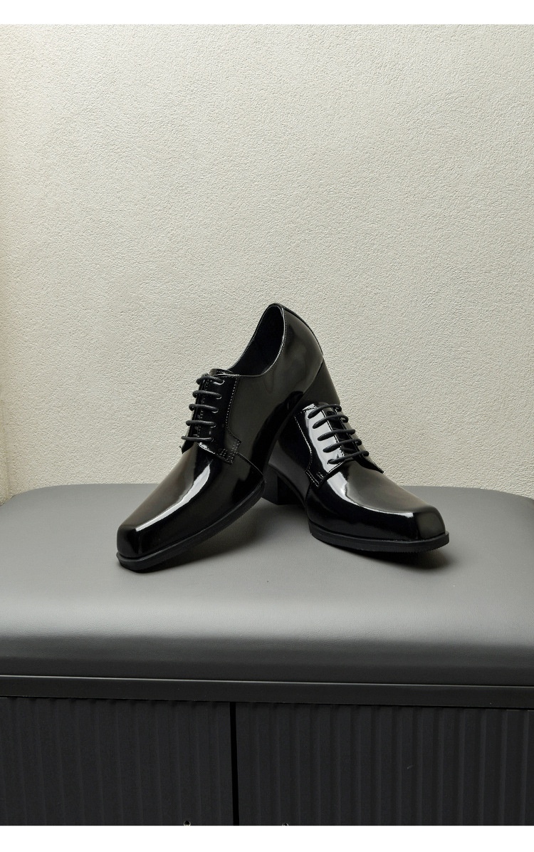Voyage Dropshipping Original Design Europäische und amerikanische High Heel Square Toe für Herren Glänzendes Rindsleder Höhenvergrößerndes Derby_voghion.com