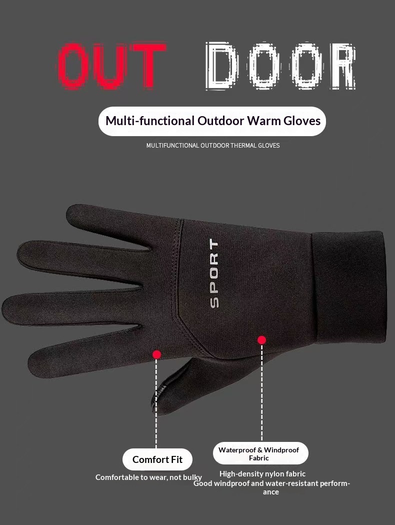 boy Boy Boy Outdoor Warm Gloves For Men, Autumn And Winter, Cycling Sports, Full Two Finger, Windproof, Waterproof, Cold Resistant,_voghion.com