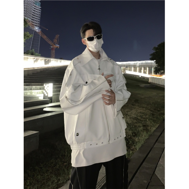 Giacca da motociclista in pelle PU di alta qualità, stile punk decostruito, stile europeo e americano, versatile, tendenza_voghion.com