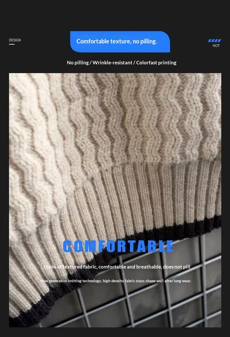 Pull à col roulé mi-long pour homme, pull en maille torsadée automne-hiver, pull tendance ample à col rond pour homme._voghion.com