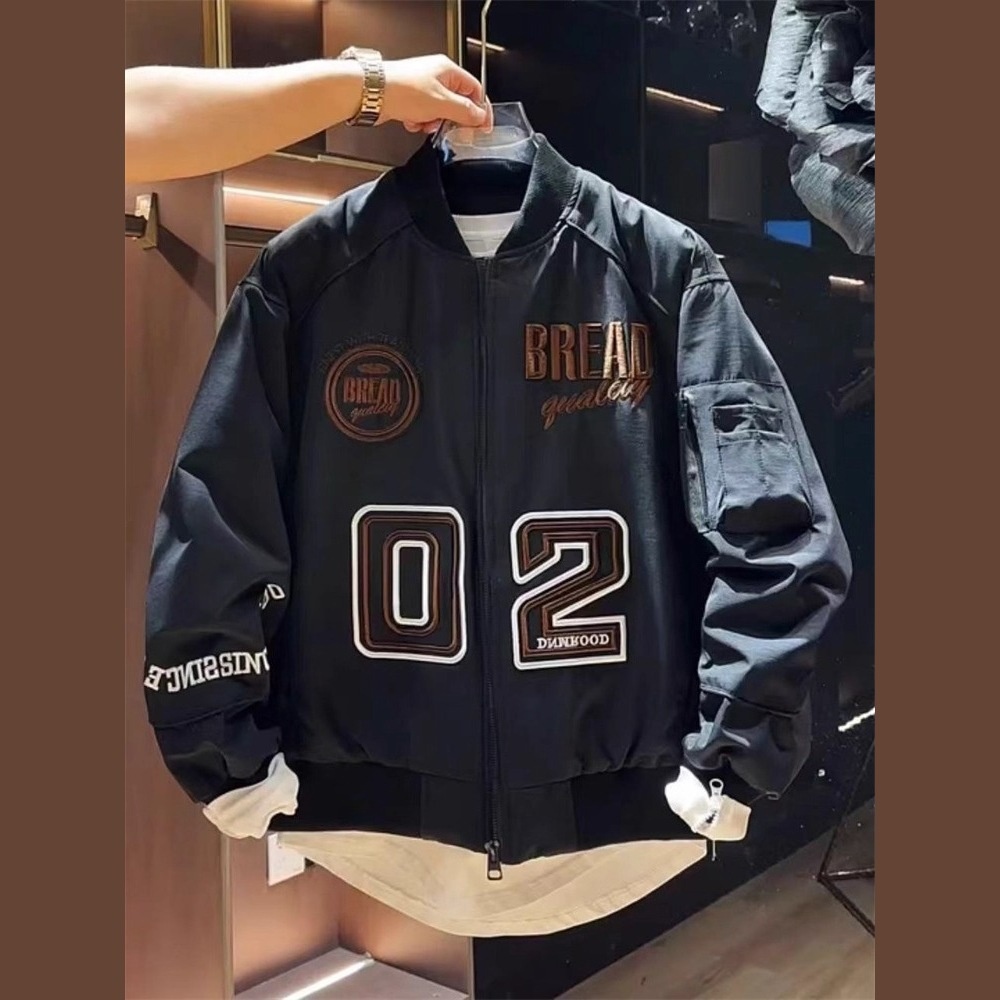 Giacca da baseball da uomo in cotone con scollo rotondo ricamato, stile americano, casual, calda, invernale, da uomo, di marca alla moda_voghion.com