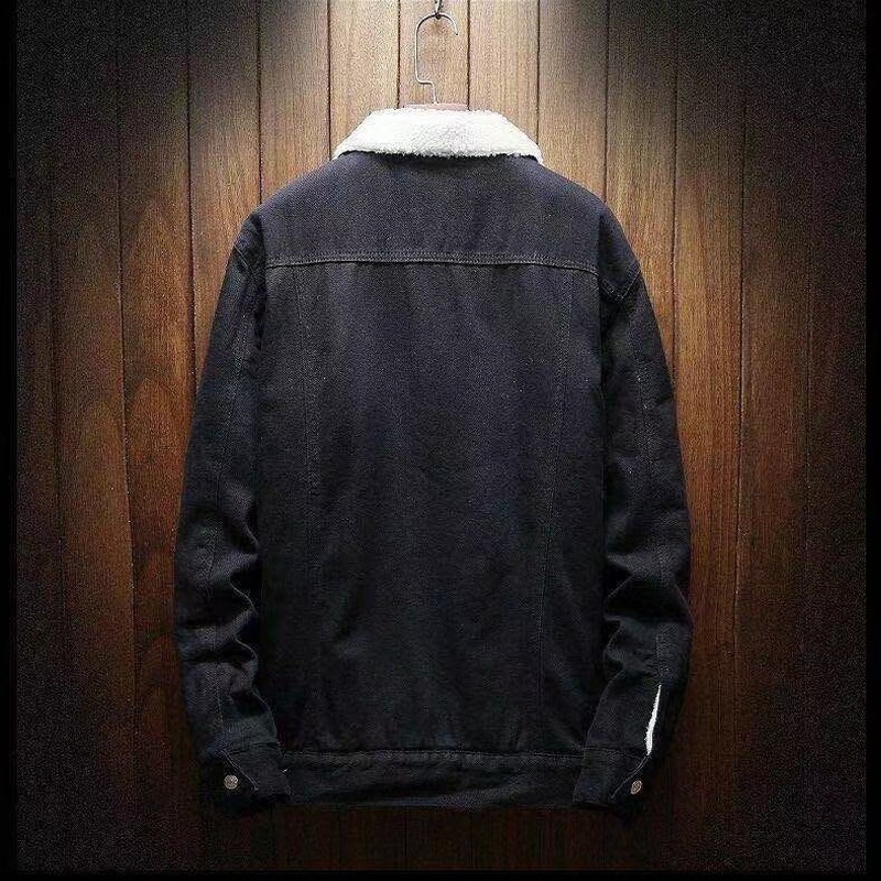 boy Boy 2023 Autumn Winter Loose Workwear Jacket Fleece Lined Thick Versatile Trendy Men's Denim Clothing_voghion.com