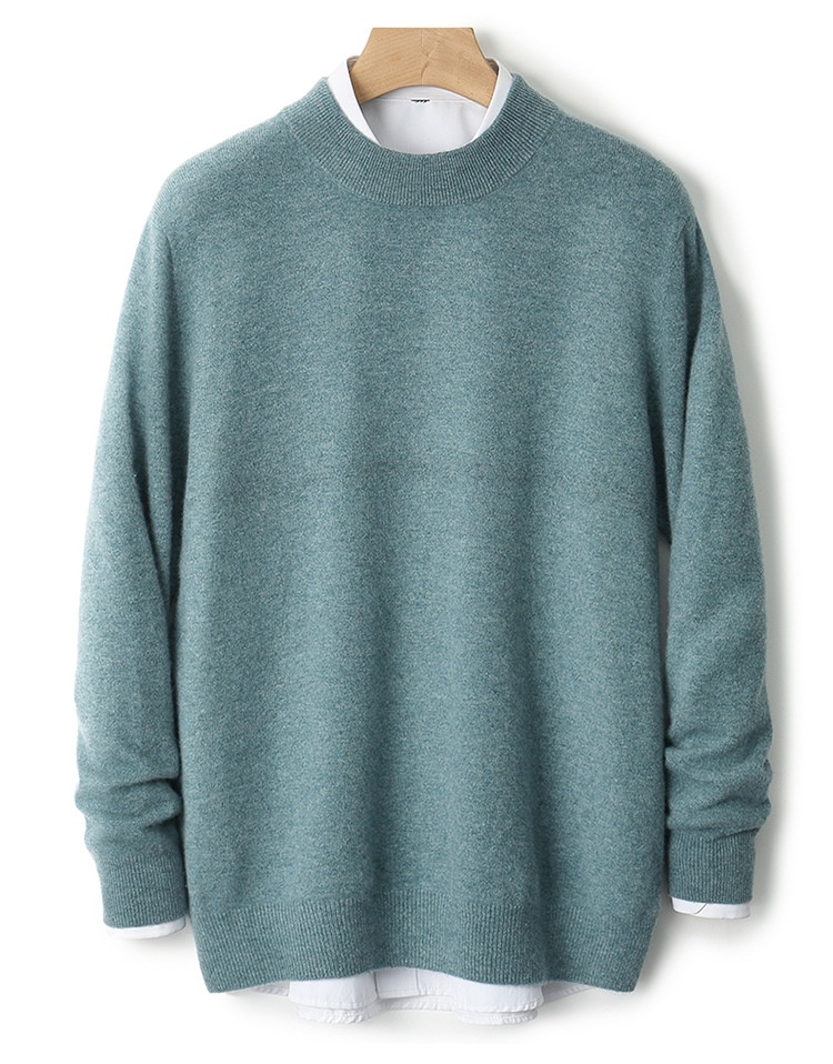 Herren-Strickpullover mit halbem Rollkragen, Herbst/Winter, aus reiner Wolle, einfarbig, dickwandig, stilvoll, Business-Look_voghion.com