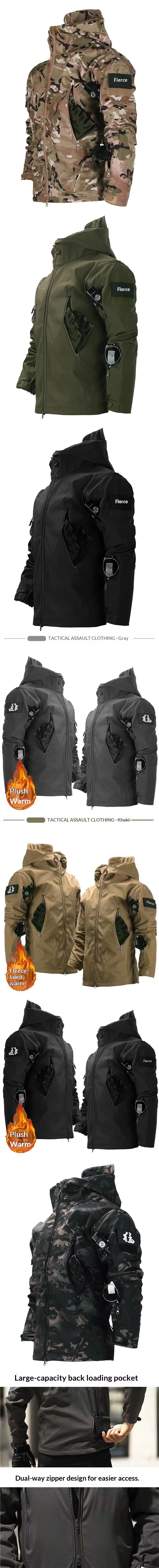 Outdoor-Tarnjacke für Damen und Herren, kältebeständig, 3-in-1, warm, wasserdicht, fleecegefüttert, Softshell für Herbst und Winter_voghion.com