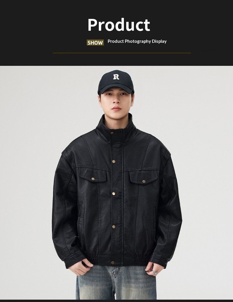 Giacca in pelle PU da pilota alla moda di strada europea e americana da uomo, alla moda, alla moda, in vendita all'ingrosso_voghion.com