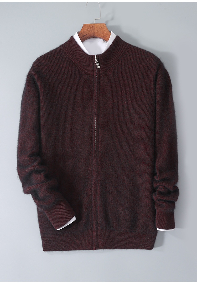boy Boy Boy Boy Autumn Winter New Thickened Loose Men's Half Turtleneck Zipper Cardigan Casual Wool Knitted Sweater Jacket_voghion.com