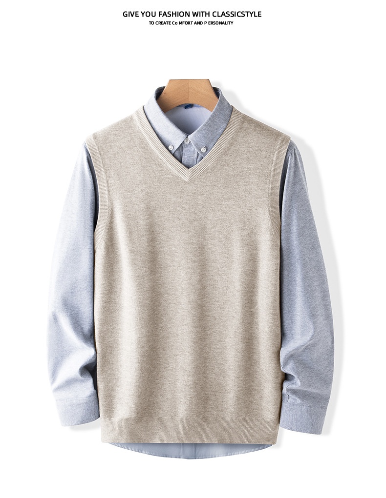 ragazzo 2024 Autunno Inverno Uomo Caldo Gilet Scollo a V Slim Fit Senza Maniche Base Maglione Lavorato a Maglia Trendy_voghion.com