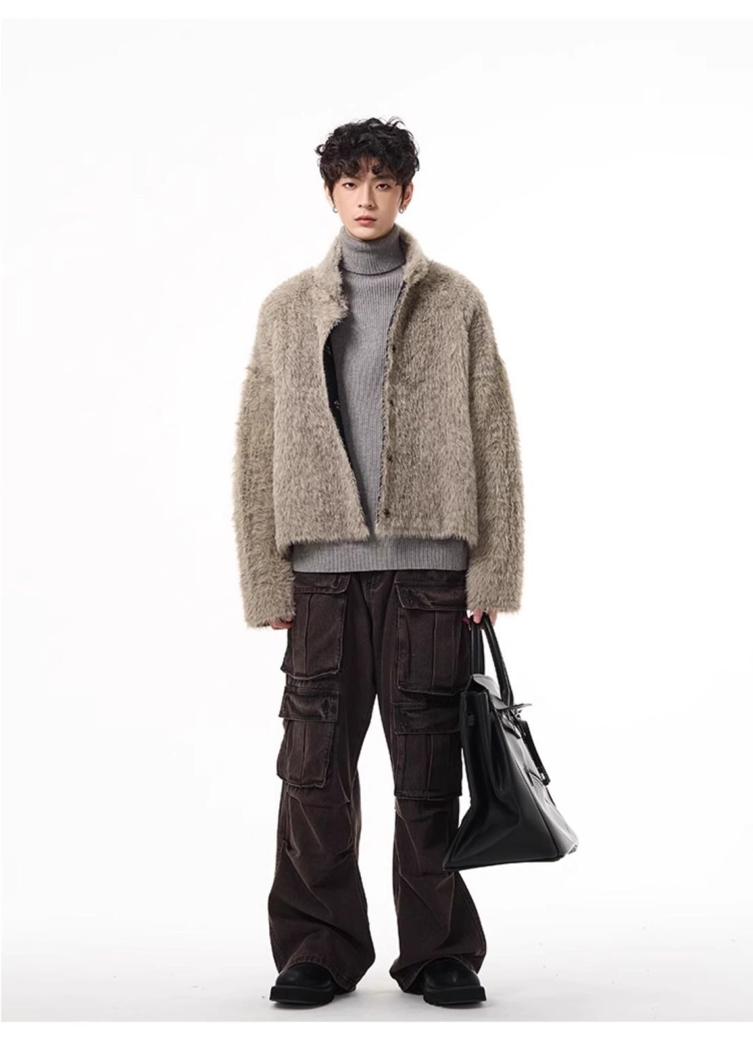 Jeans multitasche stile boy per uomo, pantaloni cargo a gamba larga blu retrò di nicchia, pantaloni alla moda europei e americani per coppie_voghion.com