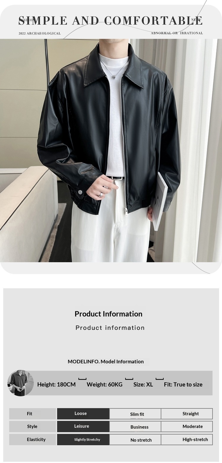 Giacca da motociclista da uomo in pelle con cerniera imbottita e design di nicchia Pishi Pu, autunno inverno, cappotto alla moda_voghion.com