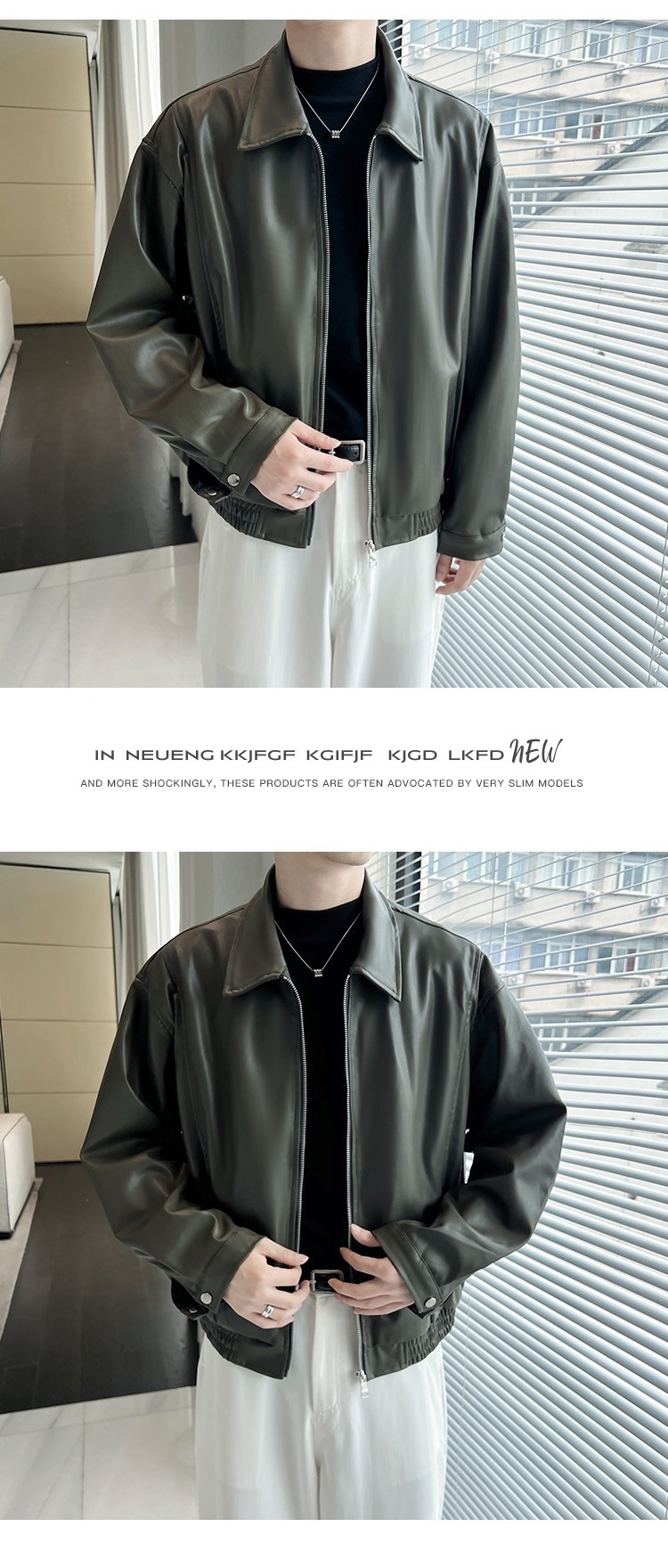 Giacca da motociclista da uomo in pelle con cerniera imbottita e design di nicchia Pishi Pu, autunno inverno, cappotto alla moda_voghion.com