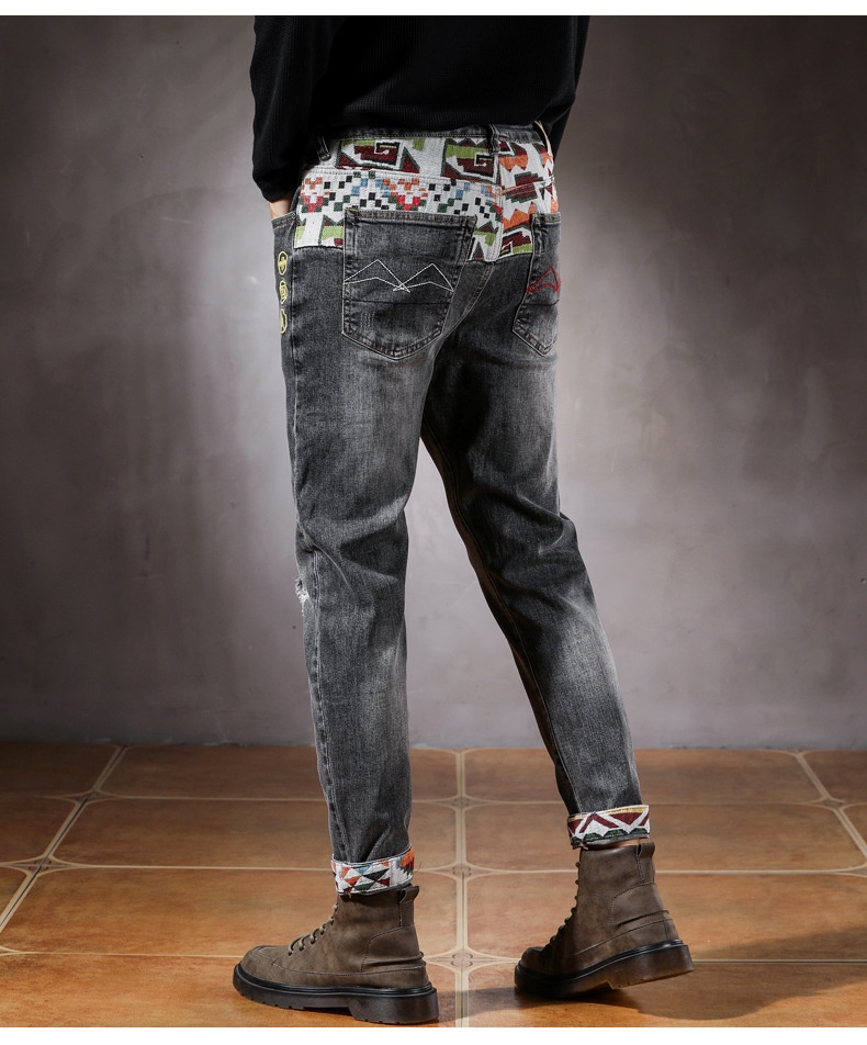Jungen-Jeans mit Stickerei, Rissen, europäischem und amerikanischem Stil, neue Slim-Fit-Jeans, lange Freizeithose, coole Herrenhose, Einteiler_voghion.com