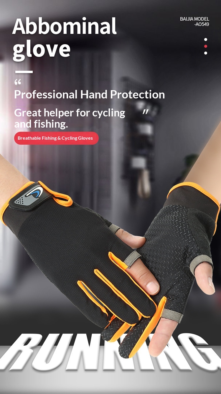 Guanti da ciclismo a due dita, protezione solare, per attività all'aperto, da pesca, da uomo, con mezze dita, antiscivolo, touchscreen, consegna_voghion.com