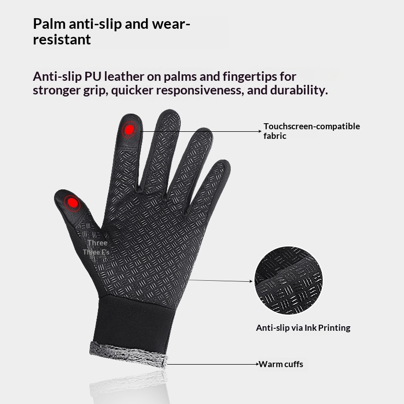 Jungen Outdoor Winddichte Winter Fleecegefütterte Dicke Warme Unisex Sport Fahrradfahren Ski Touchscreen Rutschfest Handschuhe_voghion.com