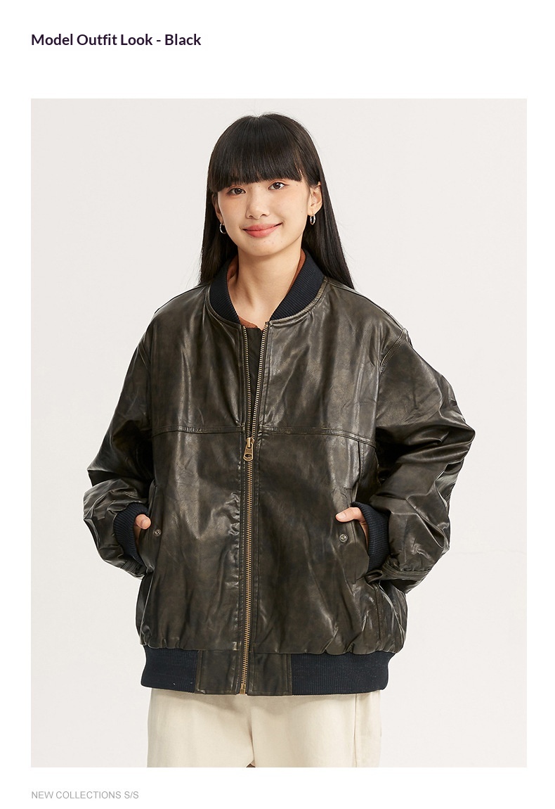 Giacca da motociclista in pelle nera stile retrò americano High Street da ragazzo, stile coppia, cappotto alla moda_voghion.com