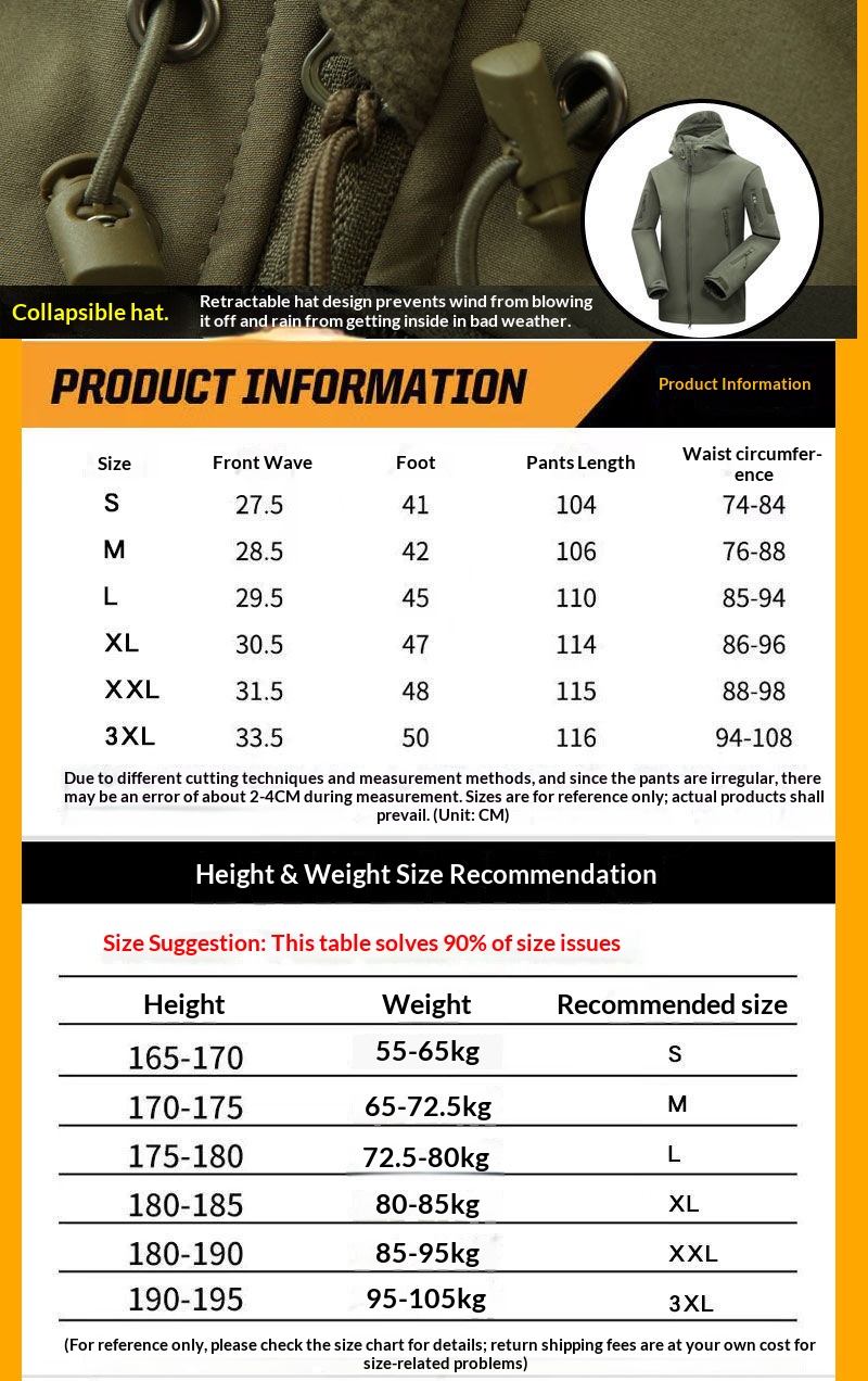 boy Boy Outdoor Shark Skin Jacket For Men, Autumn And Winter Fleece Coat, Soft Shell Windproof Waterproof Tactical Suit, Thermal_voghion.com