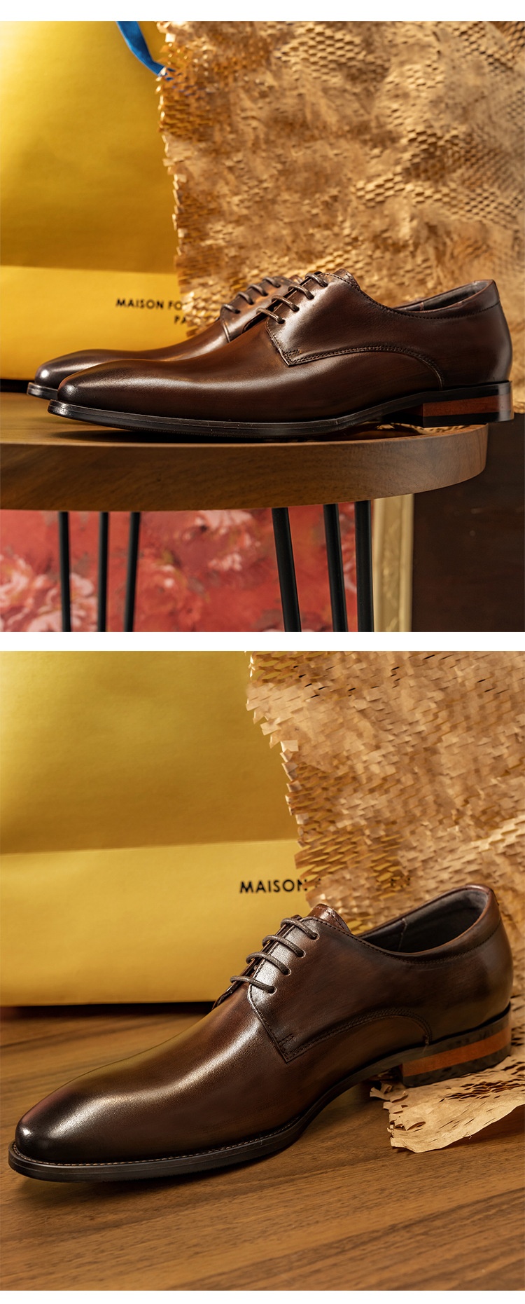 Scarpe derby da uomo in pelle di vacchetta con lacci, stile britannico, formali, da cerimonia, casual, da lavoro, da lavoro, da lavoro, da sposa, da lavoro ..._voghion.com