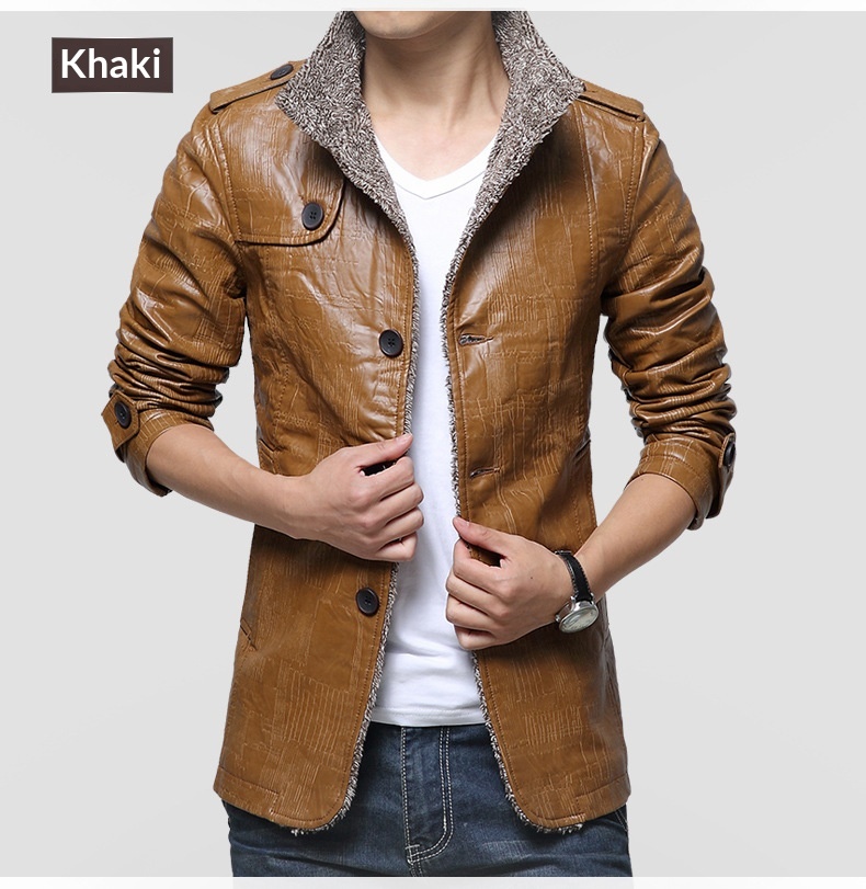 Chaqueta de cuero sintético con forro de piel de oveja cruzada para hombre, talla grande, invierno 2022_voghion.com