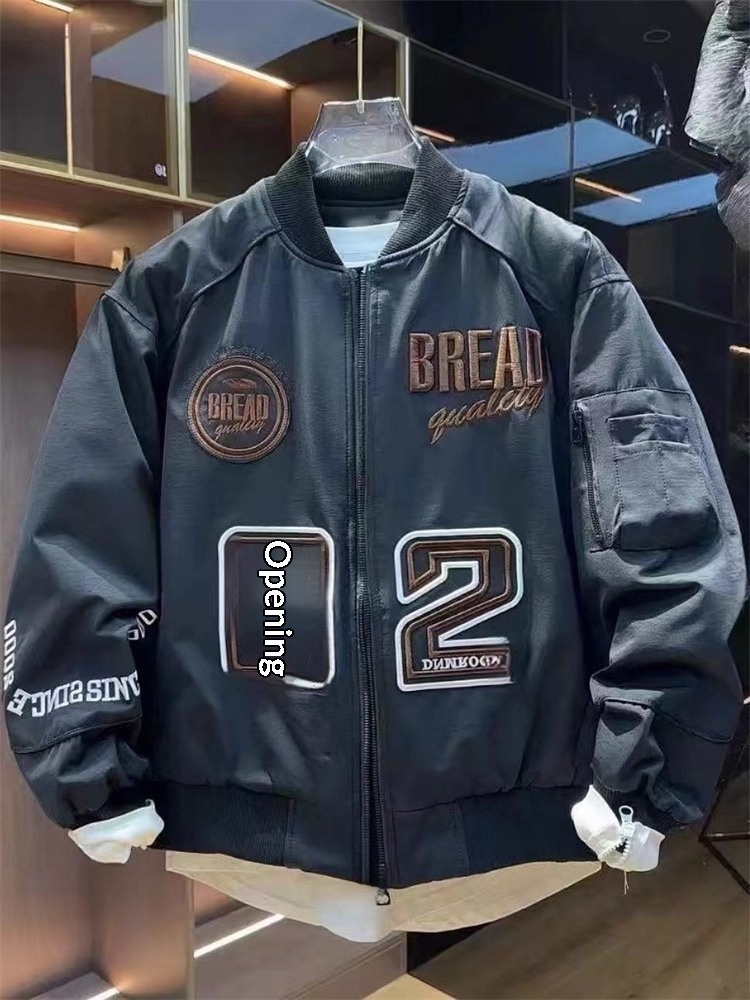 Giacca da baseball da uomo in cotone con scollo rotondo ricamato, stile americano, casual, calda, invernale, da uomo, di marca alla moda_voghion.com