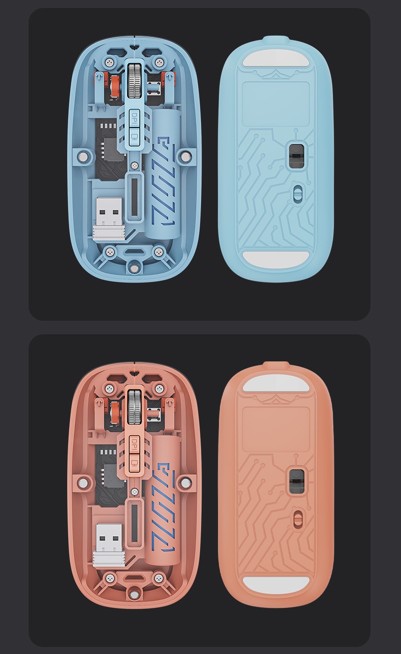 Digitex Digitex Transparent Wireless Bluetooth Dual-Mode Silent Office Optical Gaming Computer 2.4G Rechargeable Mouse_voghion.com