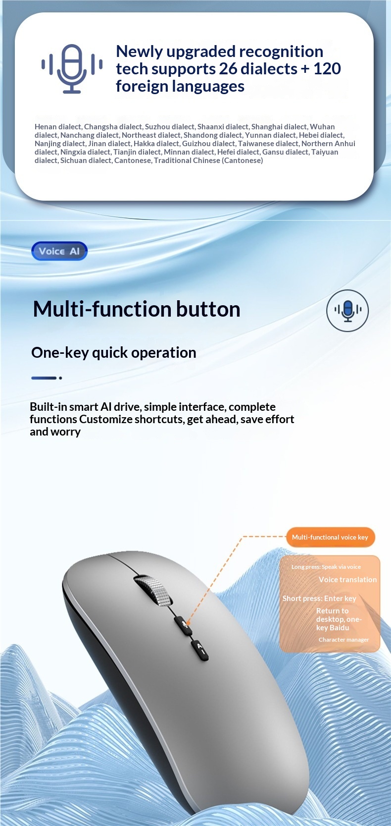 Souris sans fil Bluetooth Digitex, rechargeable, silencieuse et sans bruit, pour ordinateur portable, tablette, bureau à domicile, saisie vocale._voghion.com