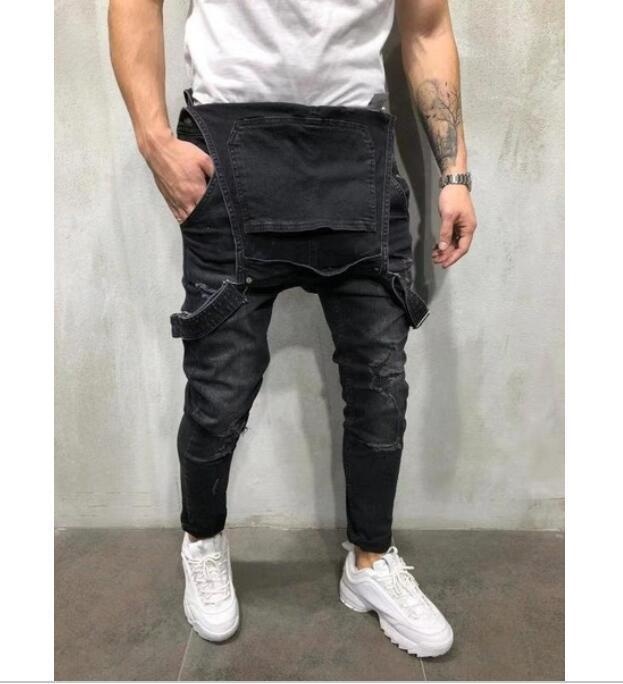 boy Cross-Border European And American Style Loose Men's Denim Overalls Suspender Slim Fit Pants_voghion.com