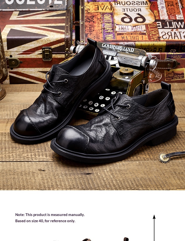 Voyage Purely Handmade Genuine Big Toe Casual Leather For Men Japan Style American Patch Trendy Work Shoes_voghion.com