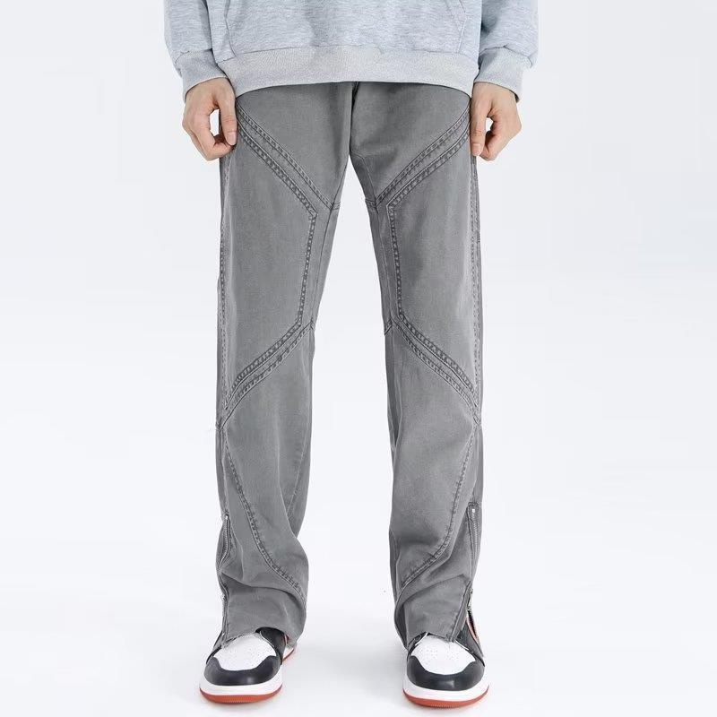 Jeans délavés tendance pour homme, style européen et américain, pantalon décontracté à fermeture éclair, ambiance printemps-été._voghion.com