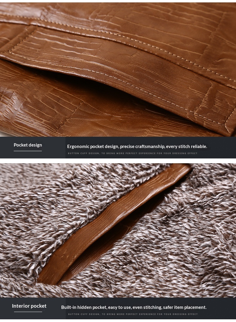 Chaqueta de cuero sintético con forro de piel de oveja cruzada para hombre, talla grande, invierno 2022_voghion.com