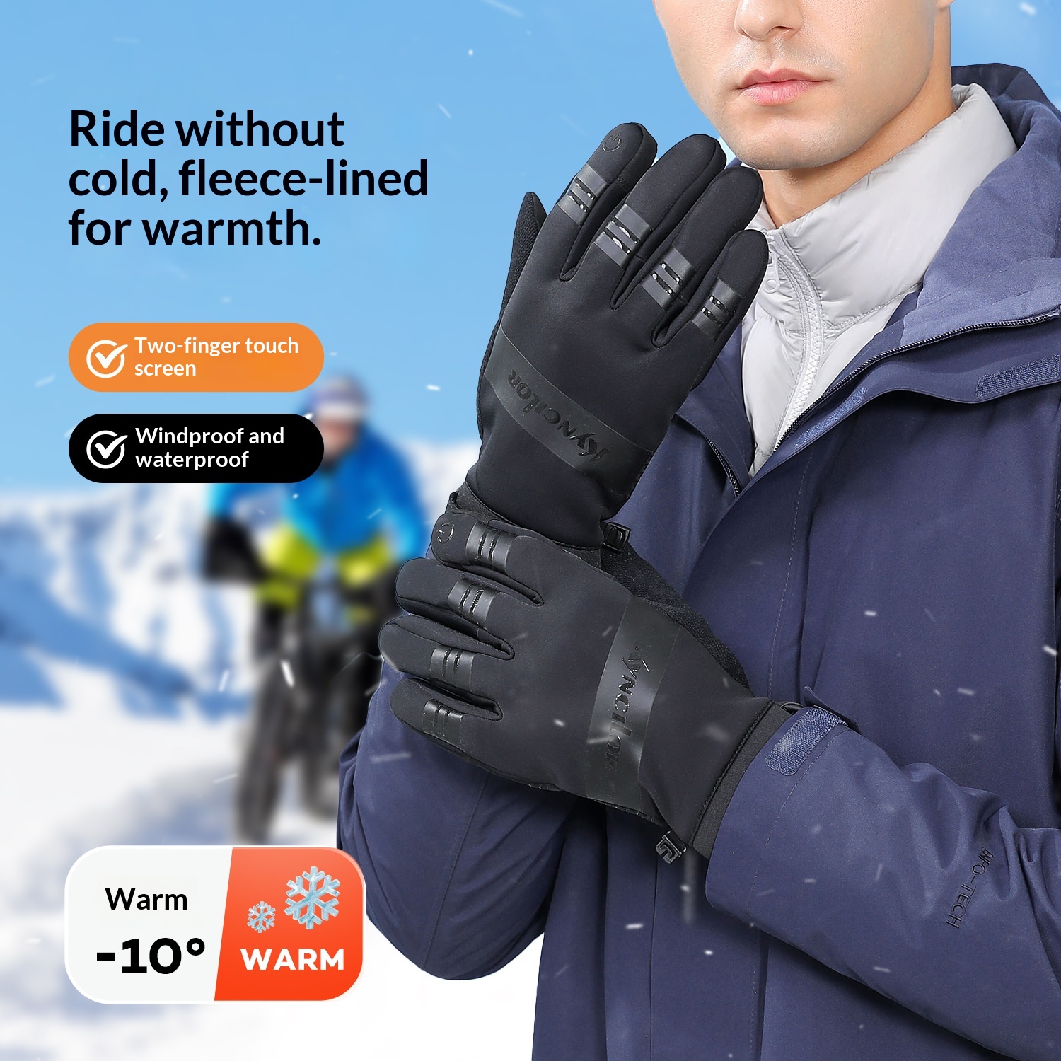 Guanti da ciclismo da esterno per uomo, autunno e inverno, impermeabili, antiscivolo, comodi, foderati in pile, ispessiti,_voghion.com