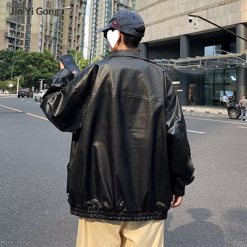 Giacca da motociclista ampia con colletto rovesciato, stile street europeo, primavera e autunno, da uomo, marchio americano alla moda_voghion.com