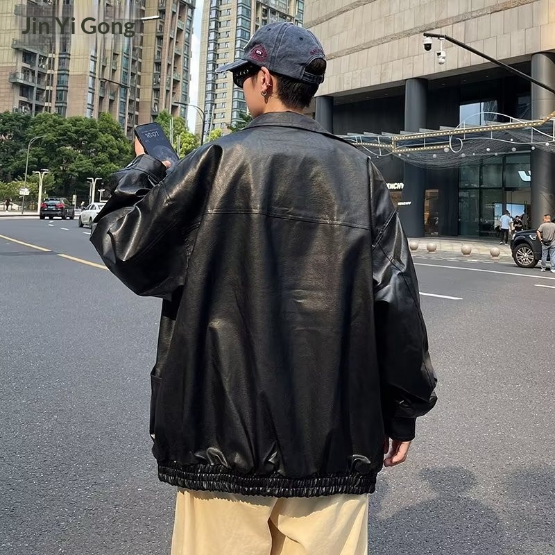 Giacca da motociclista ampia con colletto rovesciato, stile street europeo, primavera e autunno, da uomo, marchio americano alla moda_voghion.com