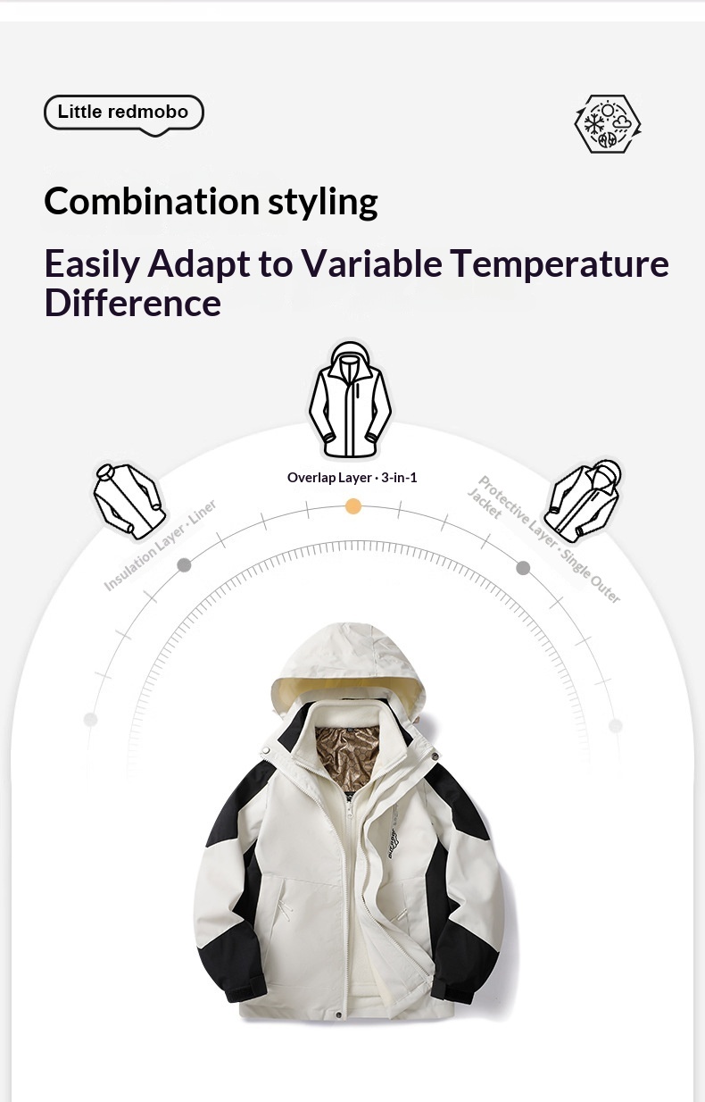 Junge Outdoor-Jacke, wasserdicht, mit individuellem Graphenfutter, winddicht, 3-in-1-Modell mit Aufdruck_voghion.com