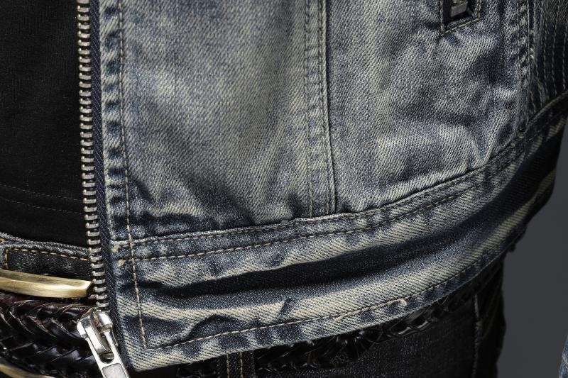 Veste en jean haut de gamme pour homme, style rétro décontracté européen et américain, grandes tailles, col montant, fermeture éclair, tendance pour le cyclisme et la moto_voghion.com