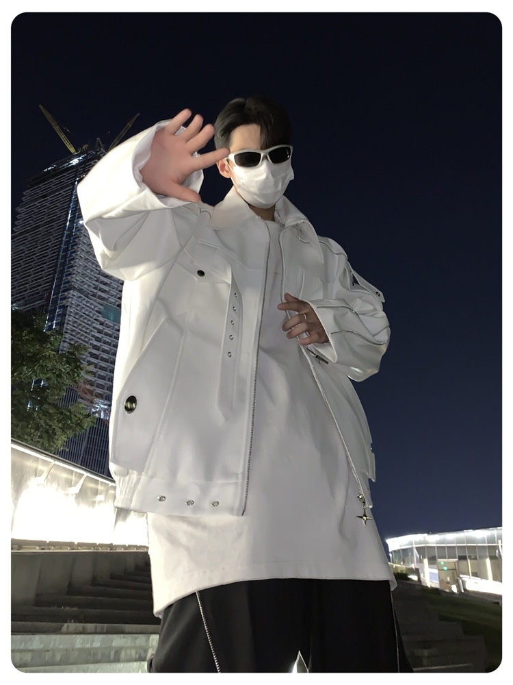 Giacca da motociclista in pelle PU di alta qualità, stile punk decostruito, stile europeo e americano, versatile, tendenza_voghion.com