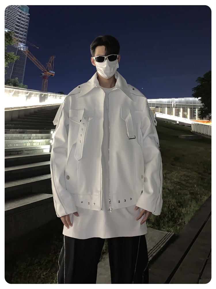 Giacca da motociclista in pelle PU di alta qualità, stile punk decostruito, stile europeo e americano, versatile, tendenza_voghion.com