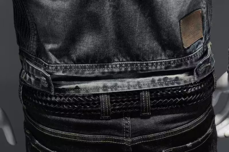 Trendige Herren-Denim-Jacke im europäischen und amerikanischen Stil, große Größe, Stehkragen, Reißverschluss, Retro-Blau_voghion.com