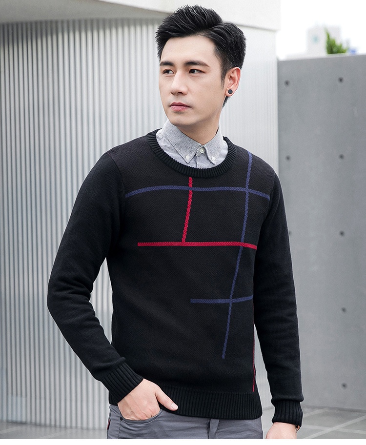 boy Boy Boy Boy Winter New Round Neck For Men Korean Style Color Block Pullover Fashion Trendy Long Sleeve Warm Men's Knitted Sweater_voghion.com