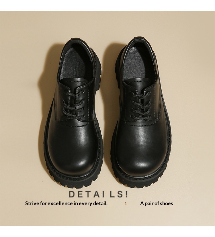 Voyage Voyage Britischer Stil Leder 2025 Frühling Herbst Unisex Runde Zehenpartie Schnürschuhe Retro Derby Loafer Dicke Sohle Bequem_voghion.com