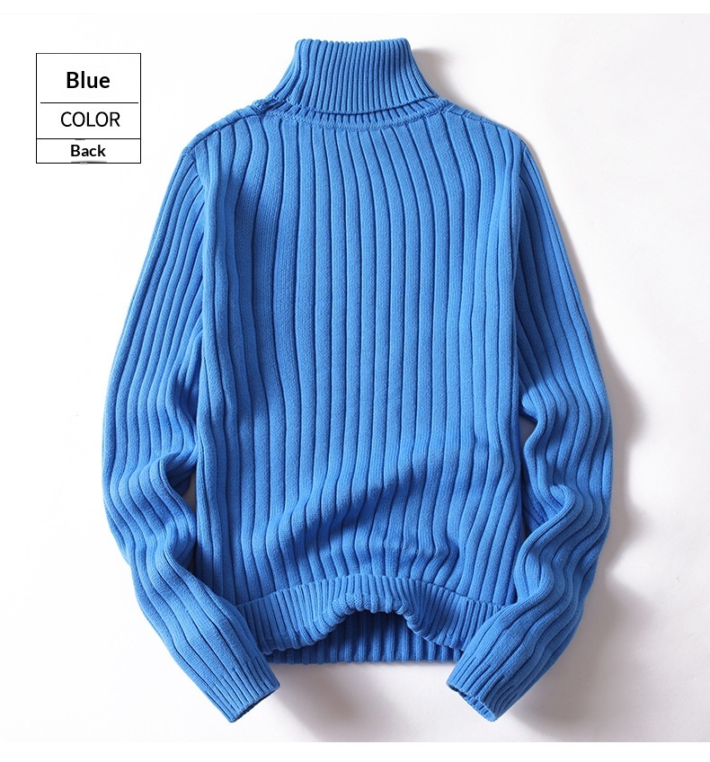 boy Boy Boy Boy Solid Color Cable Knit Turtleneck Sweater Men Winter Short Sleeve Turn-Down Collar Men's Knitwear Trendy Youth Thickened_voghion.com