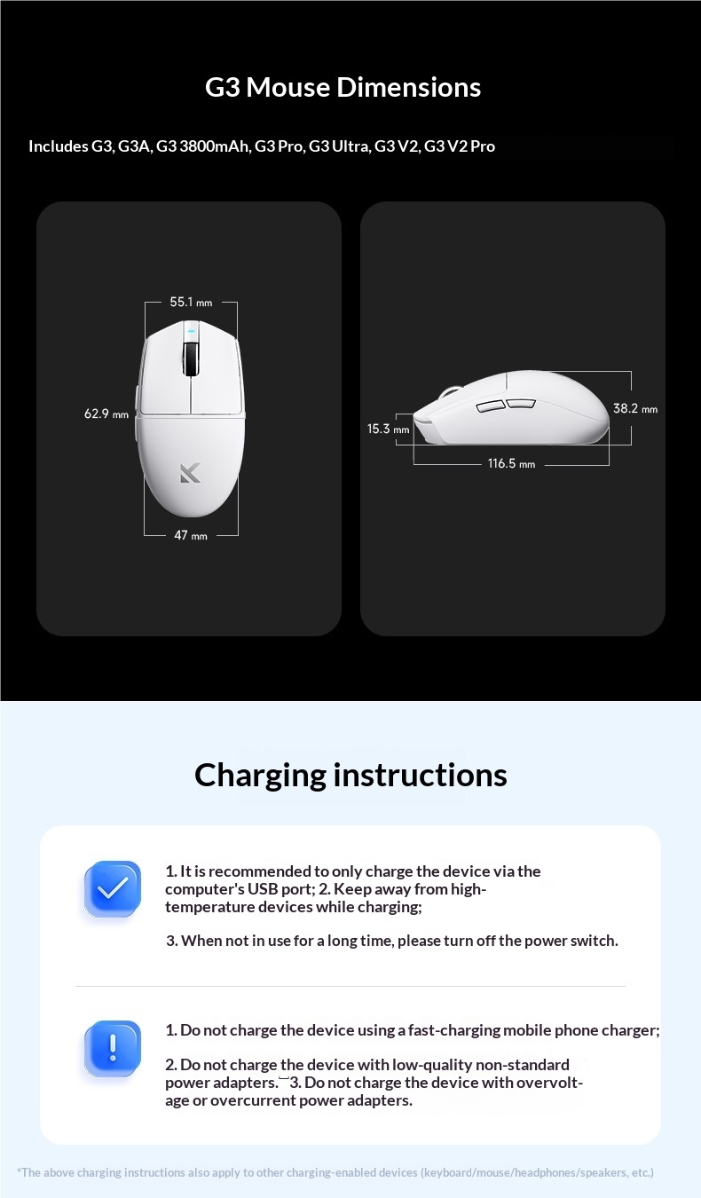 Digitex Digitex MCHOSE G3 V2 Wireless Mouse Gaming Computer Office Rechargeable Three-Mode Bluetooth Wired 3395_voghion.com